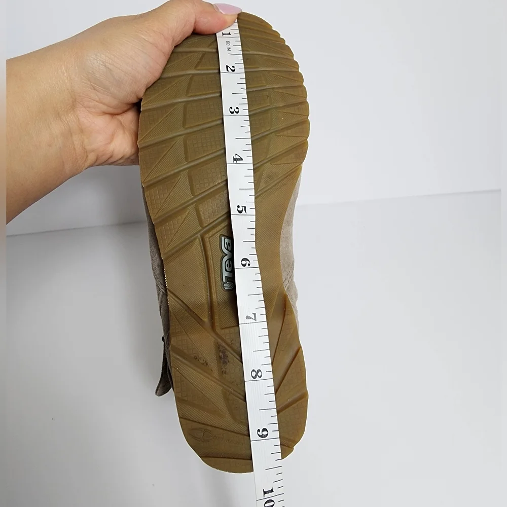 Teva Delavina Ankle Boots Womens 5.5 Tan Heeled Braided Strap Suede Leat…